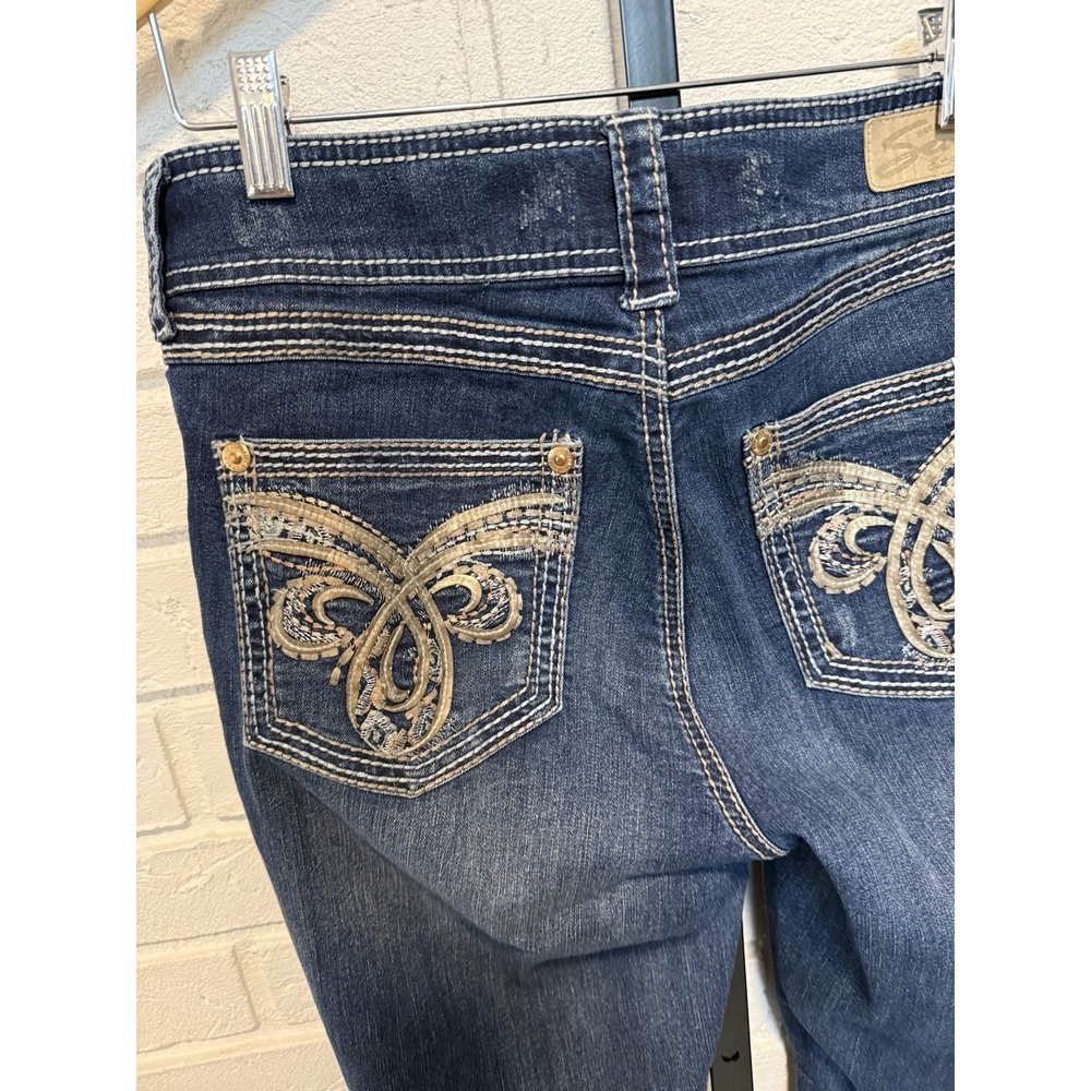Seven7 Boot Cut Jeans Womens Size 12 Dark Wash Stretch Denim Classic Fit - Picture 2 of 9